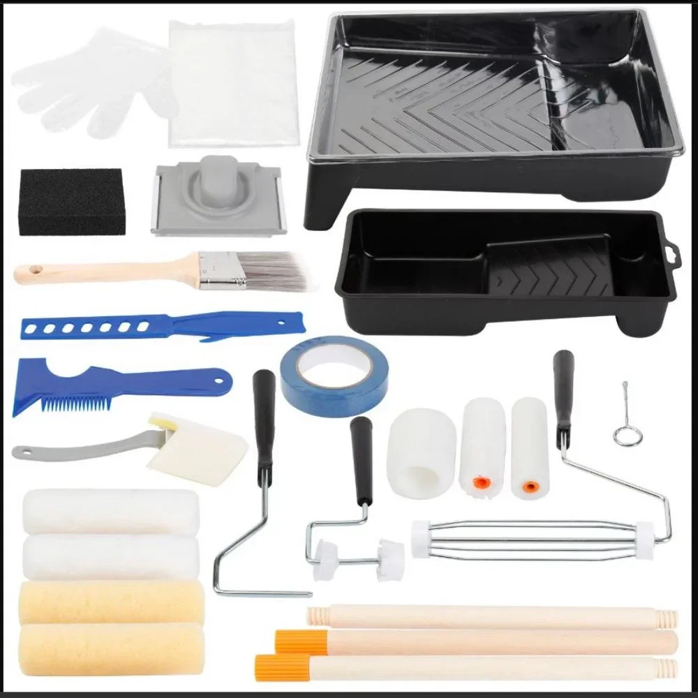 NEW 25 Piece Painting Tools Paint Roller DIY Home Improvement Supplies brushes